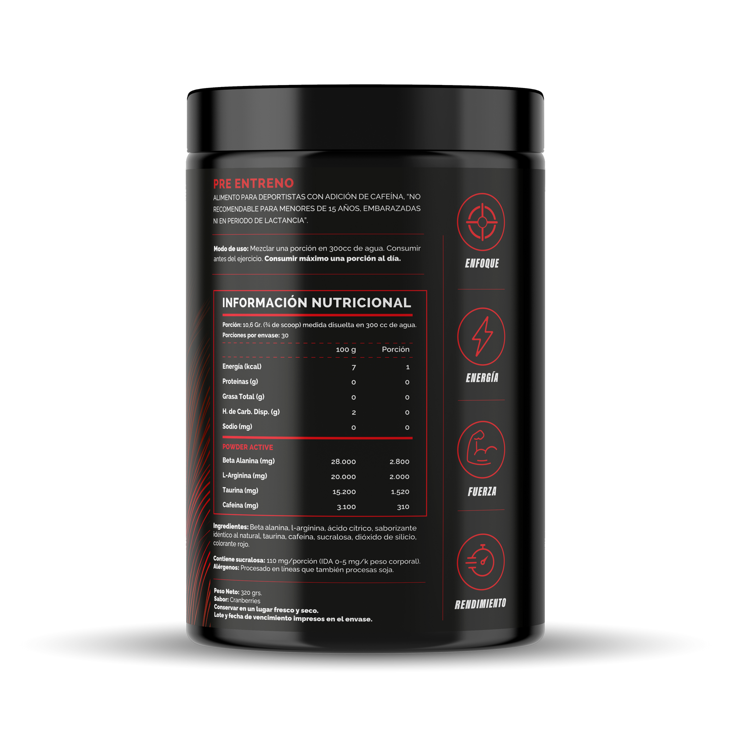 4Active Beast Pre-Entreno | 30 Servicios | 310 mg Cafeína