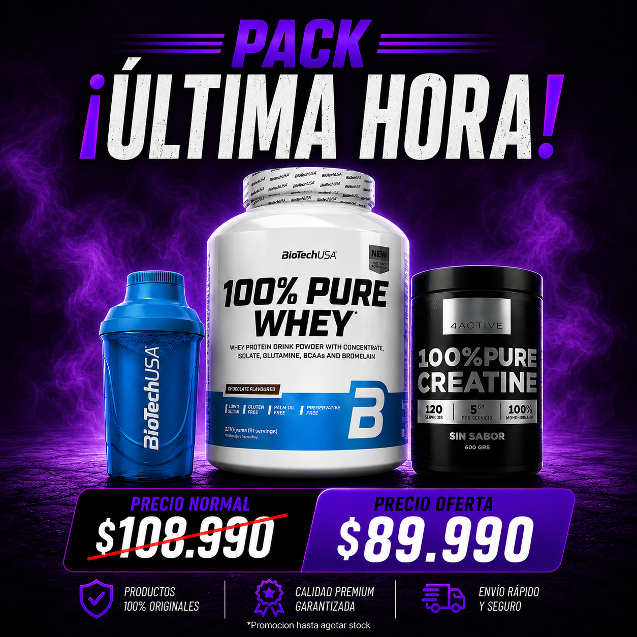 Pack Proteína + Creatina + Shaker