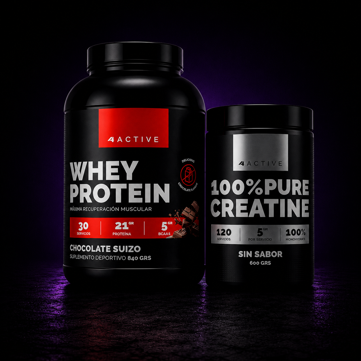 Pack Proteína + Creatina 4Active | Shaker de regalo