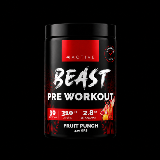 4Active Beast Pre-Entreno | 30 Servicios | 310 mg Cafeína