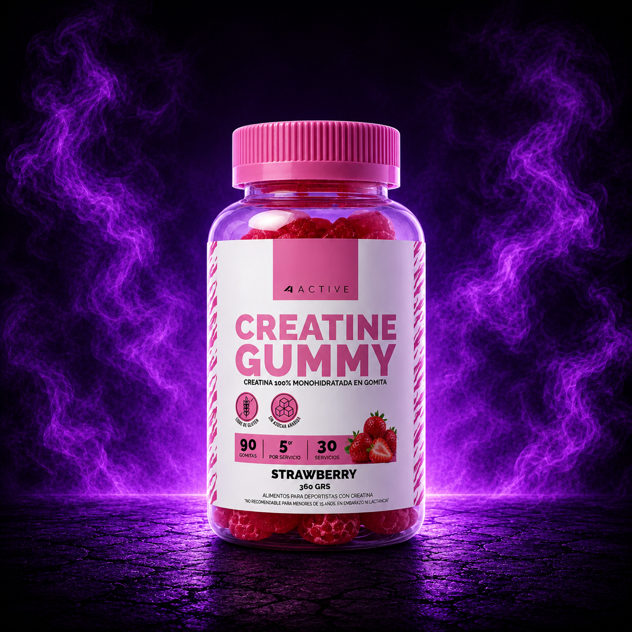 4Active Creatina Gummy Monohidrato | 30 servicios (90 gomitas)