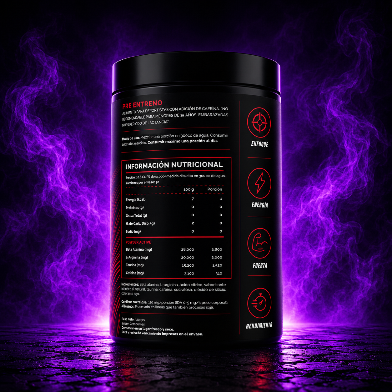 4Active Beast Pre-Entreno | 30 Servicios | 310 mg Cafeína