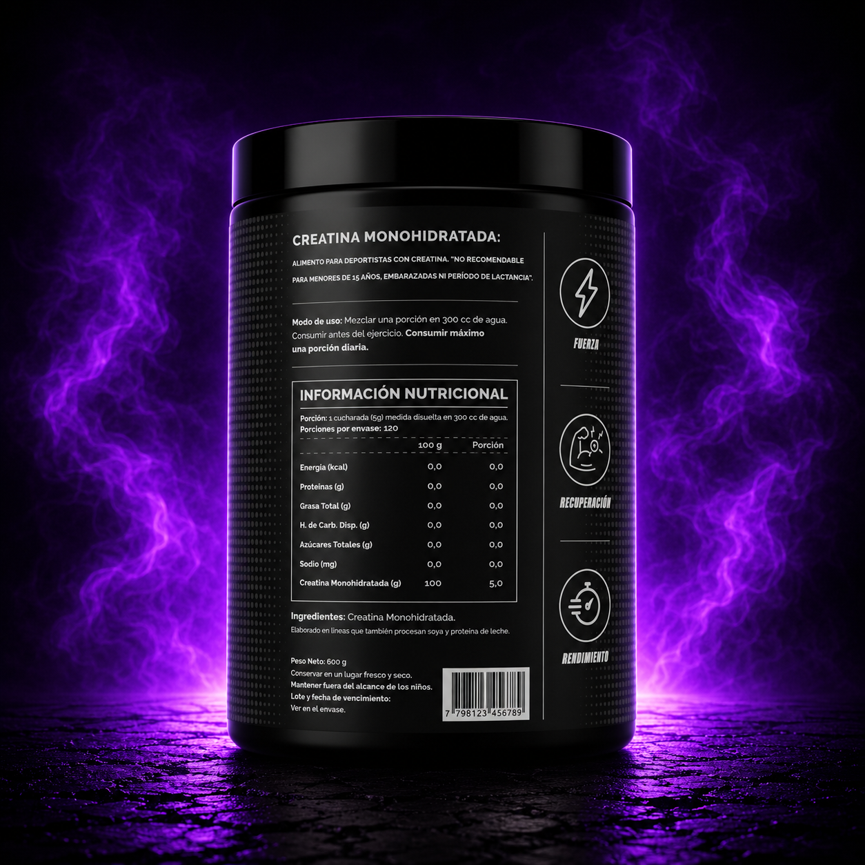 4Active Creatina Monohidrato 100% Pura | 120 Servicios