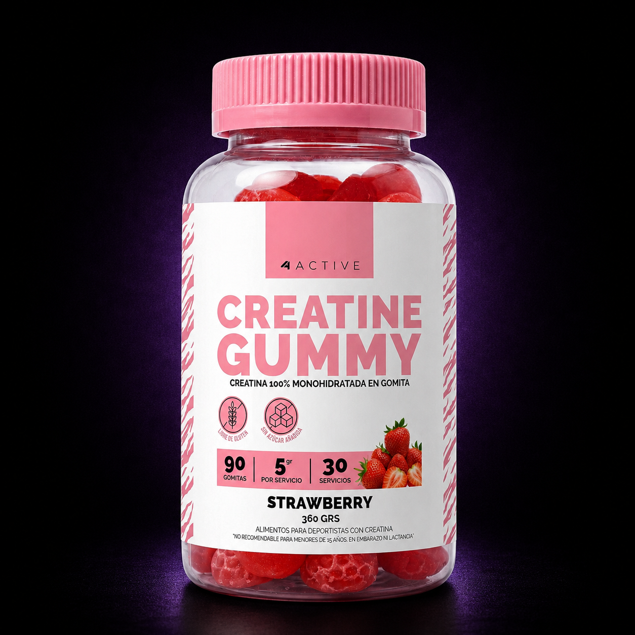 Creatina 4Active Monohidratada Gummies | 30 servicios (90 gomitas)