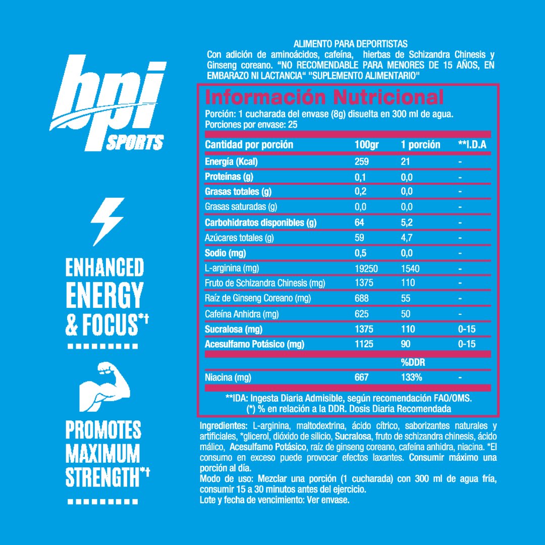 Pack BPI Sports  Pre-Entreno 1.M.R | 50 Servicios