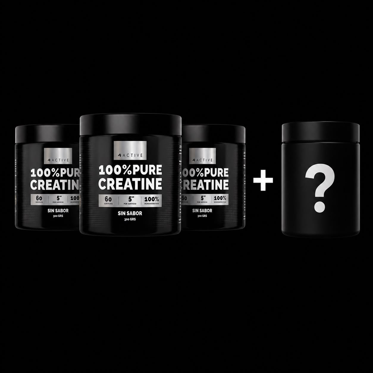 Pack 3 Creatinas 4Active Monohidrata 300g c/u | Regalo Sorpresa